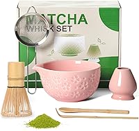 Vista 12 de Kit de juego de batidor de Matcha: Juego de Matcha japonés - Tazón de cerámica, batidor de bambú, Chasen, soporte para cuchara, cuchara medidora