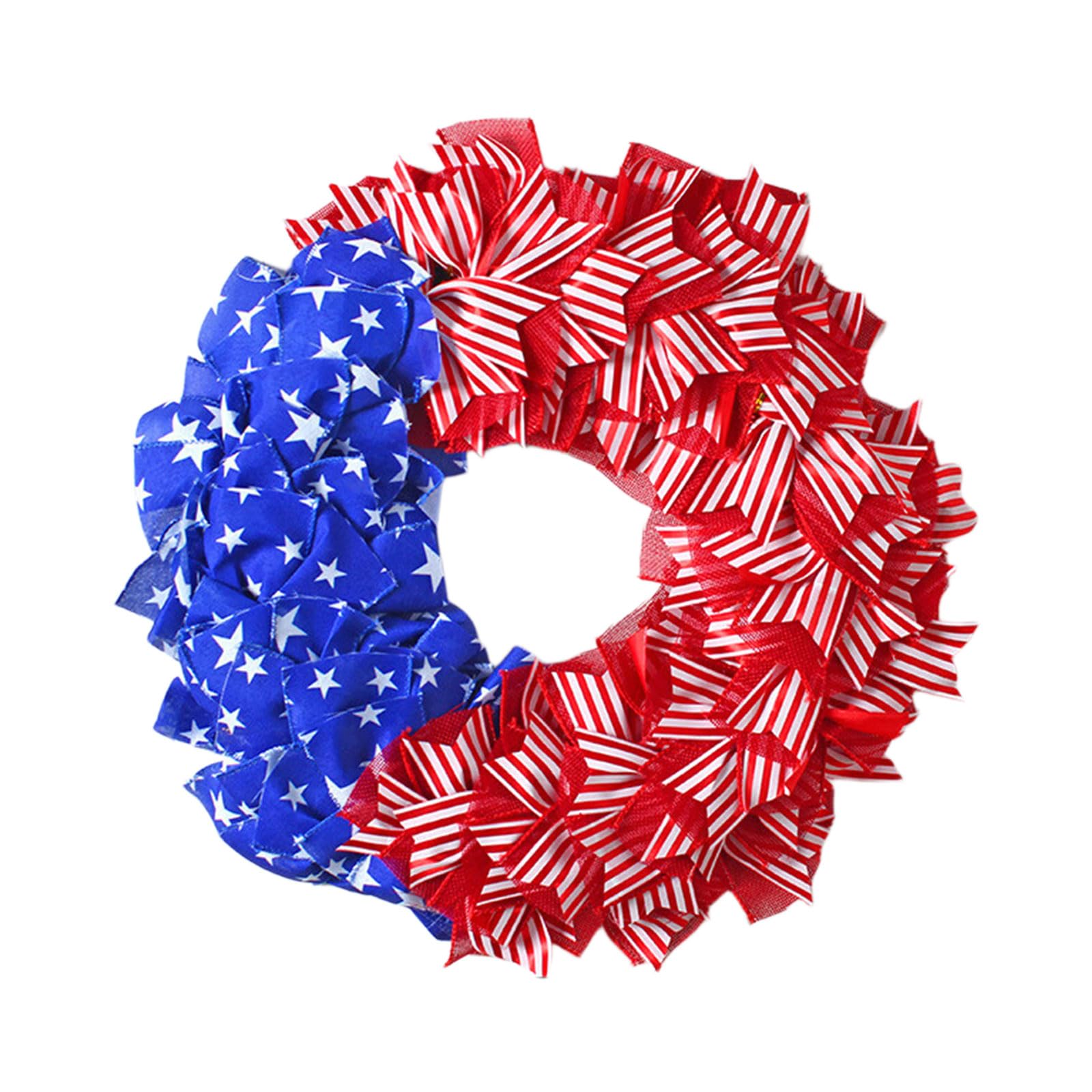 Kalttoy Independence Day Themed Fabric Wreath Hanging Ornament for Doorway Window Holiday Decoration July Fourth Celebration Celebratory Window Display