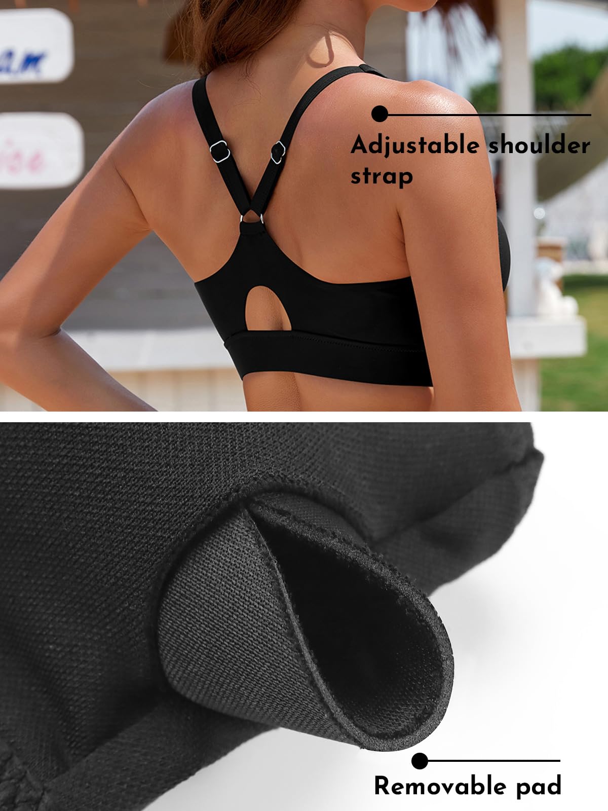 SHEKINI Top Bikini da Donna Push Up Crop Top Costume da Bagno Tank Asciugatura Rapida Bikini Sportivo Swimsuit Costume Bikinis Tinta Unita Swimwear