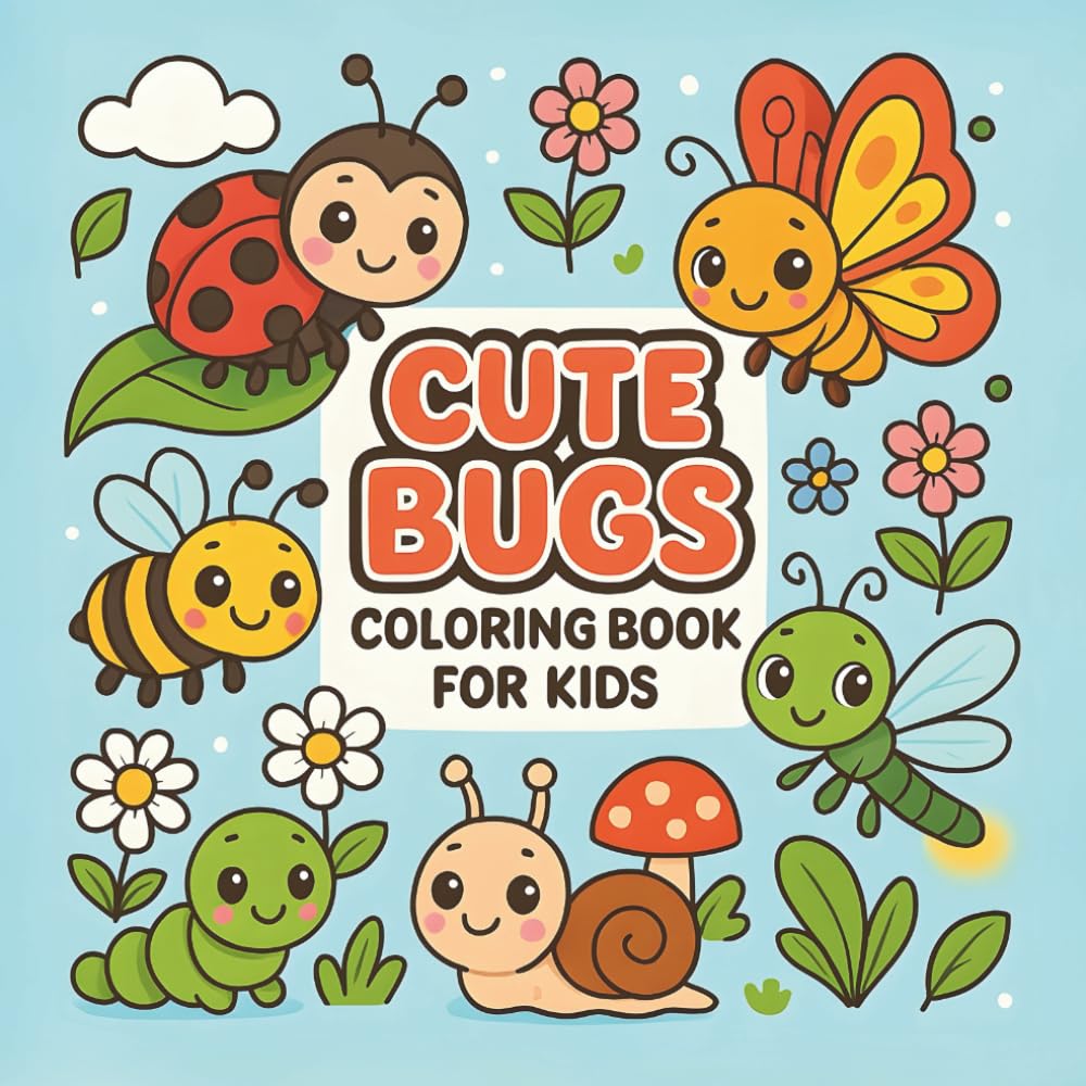 Cute Bugs Coloring Book for Kids: Simple and Delightful Insect Pages for Ages 3–8