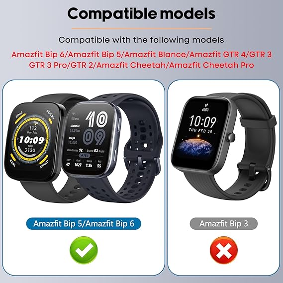Bandjes voor Amazfit Bip 6 vervangende horlogeband, 22 mm klassieke