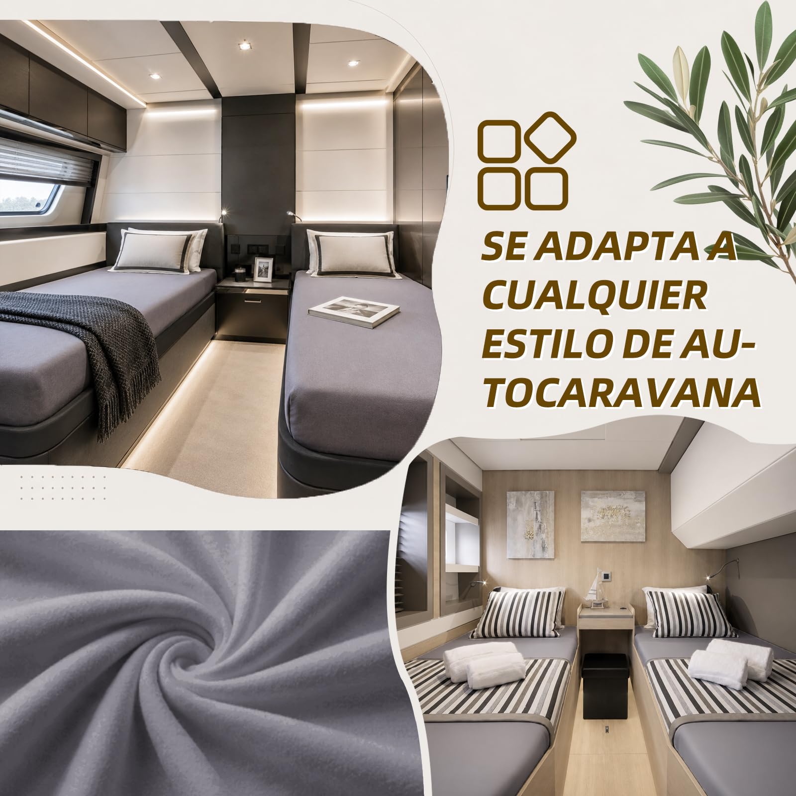 Juego de 2 sábanas bajeras, sábanas bajeras ajustables para Fendt Autocaravana, para cama individual y cama larga, de algodón de alta calidad, certificado Öko-Tex, hipoalergénicas (gris claro)