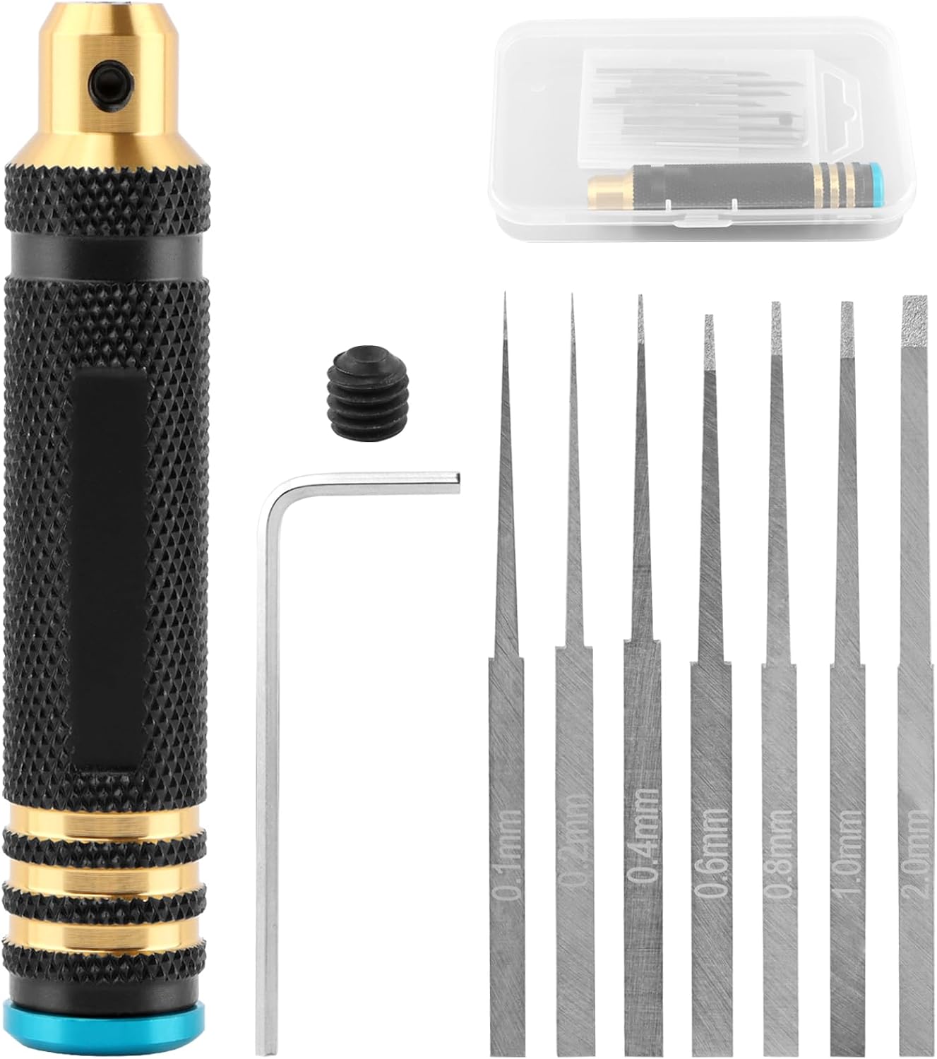 7 In 1 Model Scriber with 7 Blades Resin Carved Scribe Line Cutting Tool Chisel for Carving Cutting, Panel line, Scale Model - 0.1/0.2/0.4/0.6/0.8/1.0/2.0mm Blades(COLOR:Black)