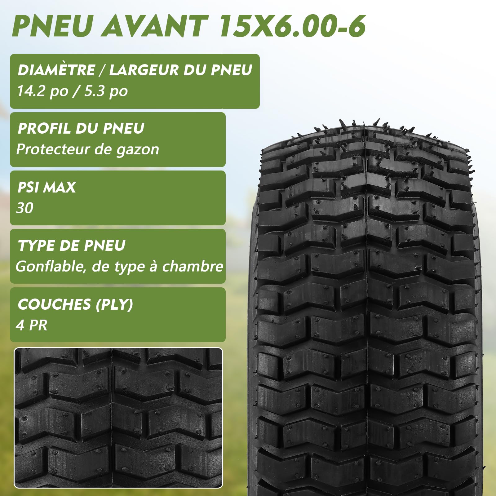 ECB06DSD CAERA D'ARIA 15x6.00-6 DA TRATTORINO TOSAERBA TRATTORE INNER - Foto 8