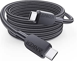Anker USB C to USB C Cable(6FT),240W USB C Charger Cord Fast Charge for iPhone 16/15 Series,MacBook Pro 2020,iPad Air 4 and More (USB 2.0,Black)