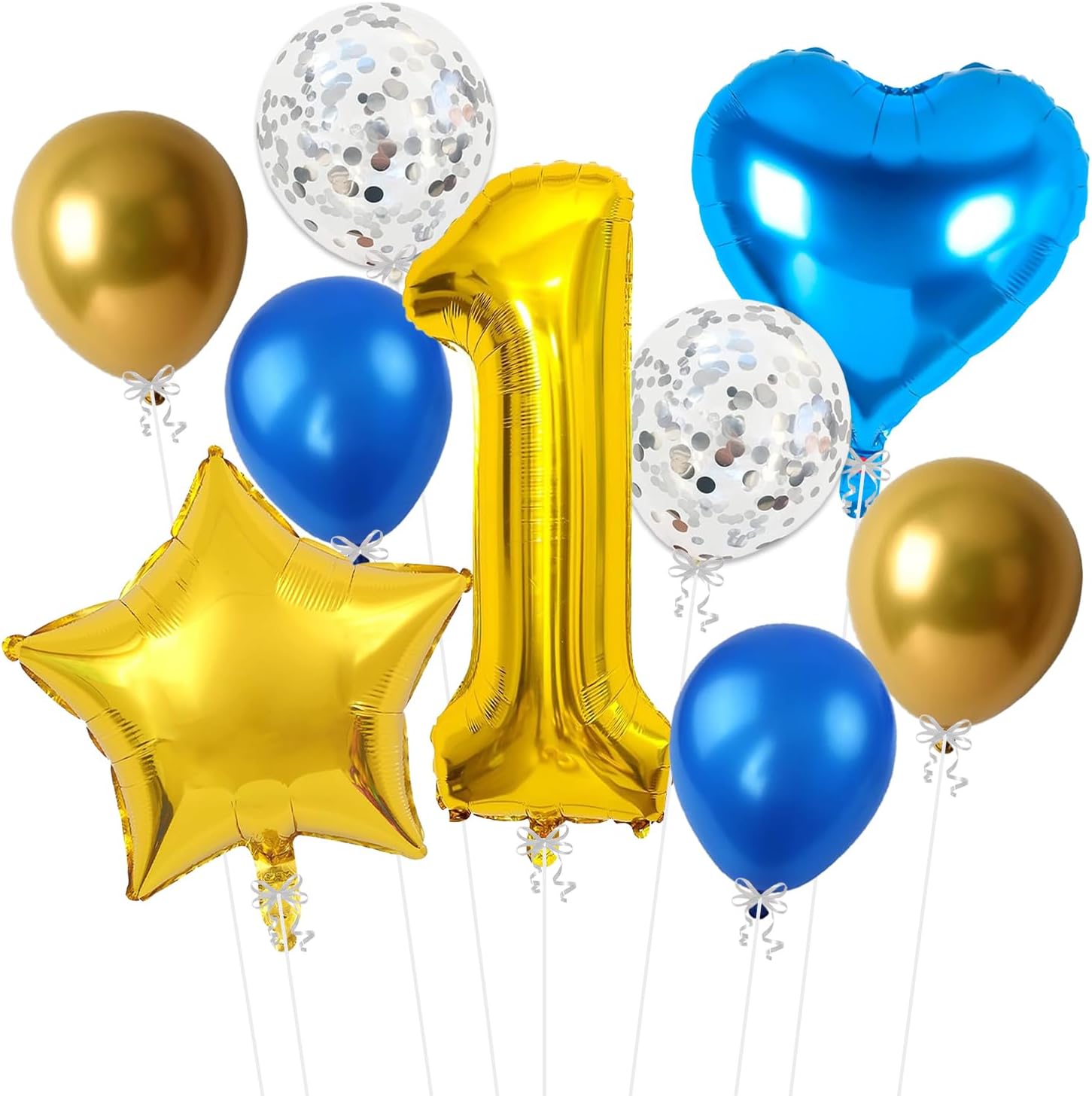 First Birthday Decoration Items Set of 9 Pcs | Happy 1st Anniversary Decoration Kit | 1 Number Foil Balloon | 1st Birthday Decoration Kit, Multicolor