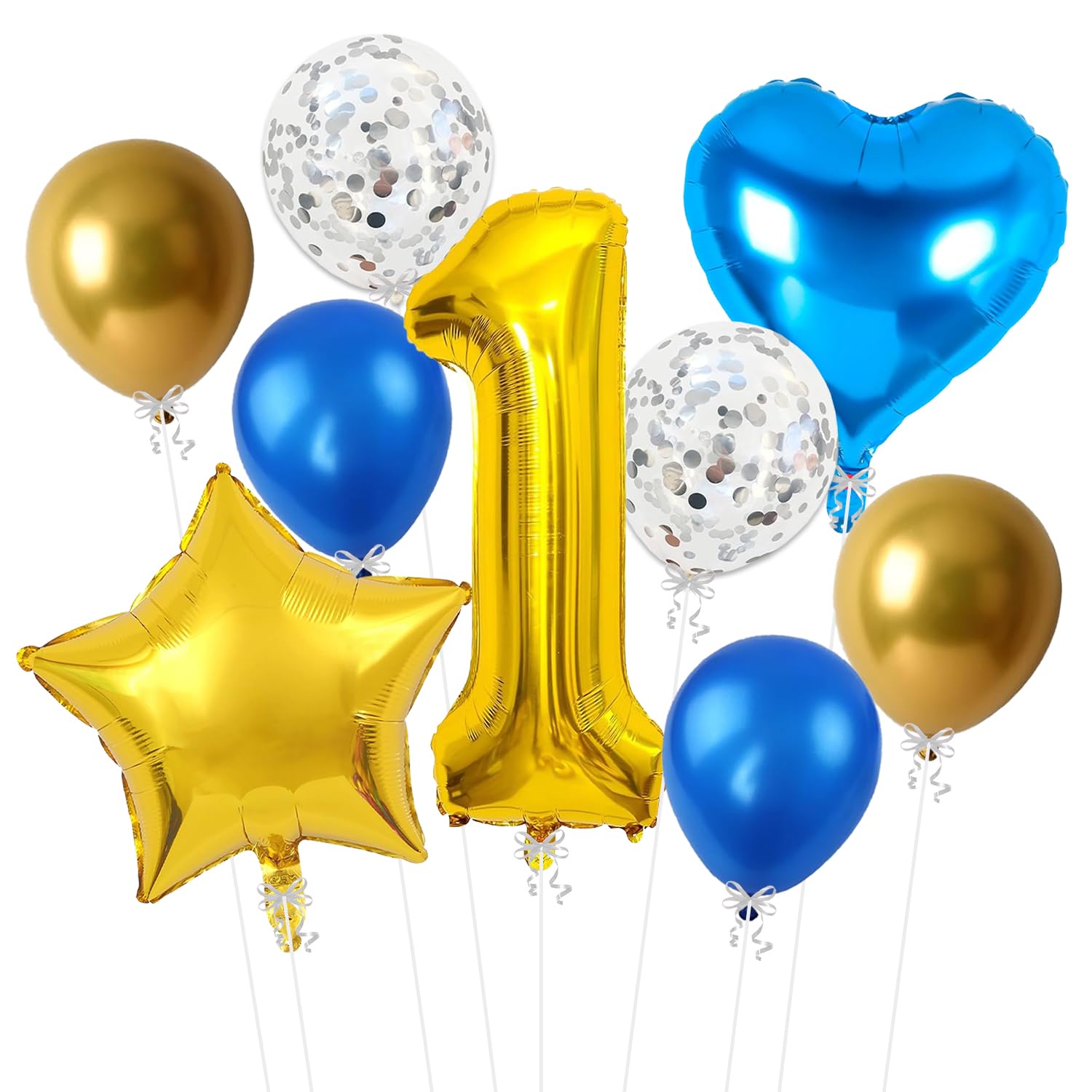 Rozi Decoration First Birthday Decoration Items Set of 9 Pcs | Happy 1st Anniversary Decoration Kit | 1 Number Foil Balloon | 1st Birthday Decoration Kit