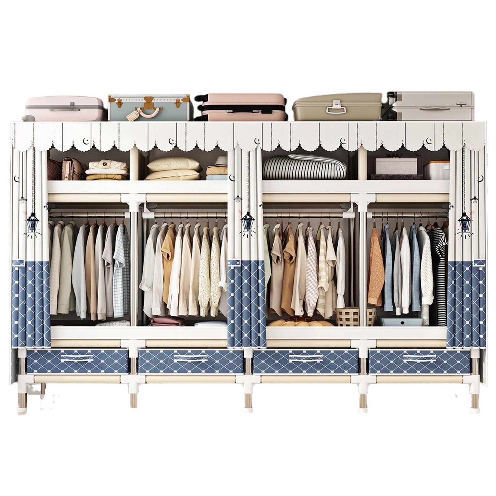 Stoffschrank Schlafzimmer Tragbare Faltbare Tuch Kleiderschrank Organizer Kleidung Falten Leinwand Schrank Rack for(Colorful Lantern)