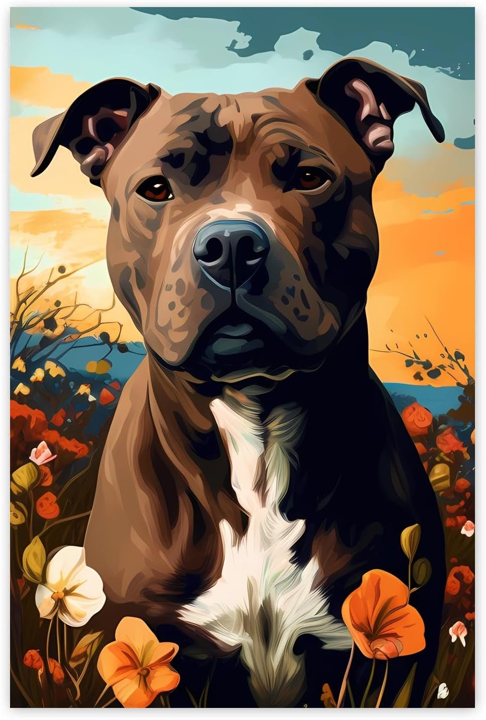 Gabbana 5D DIY Diamond Painting Kits Garden Pit Bull, Dog Diamonds Art Cross Stitch Craft for Home Office Wall Decor 16x24 Inch, WZ-5-ZS-Dog-R0874Z-N8OTZ1