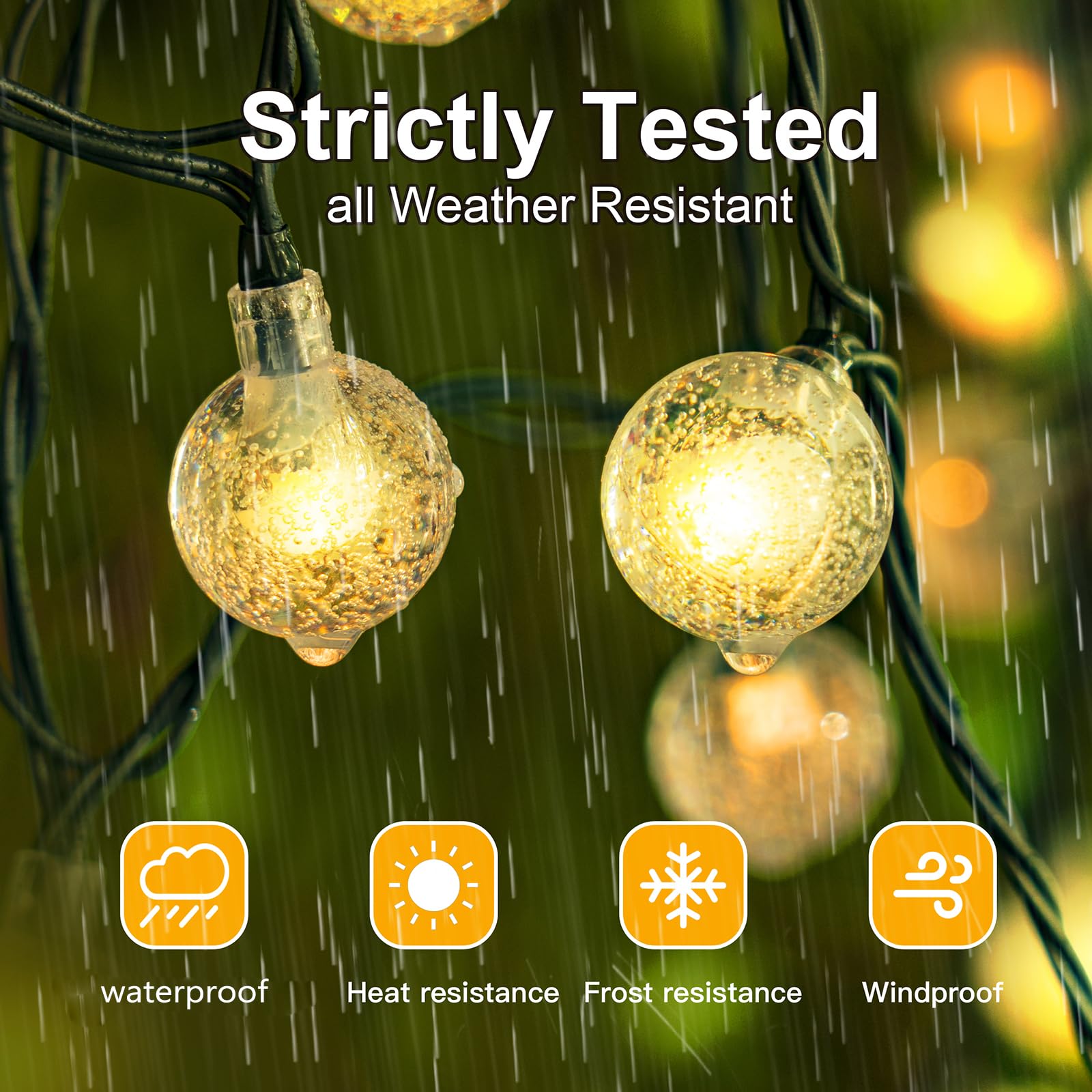 Christmas Solar String Lights Outdoor Globe Fairy Lights Waterproof Solar Patio Outdoor Hanging Lights Decorative Christmas Lights for Home Party Garden Wedding (23FT/7M 50LED - Image 3