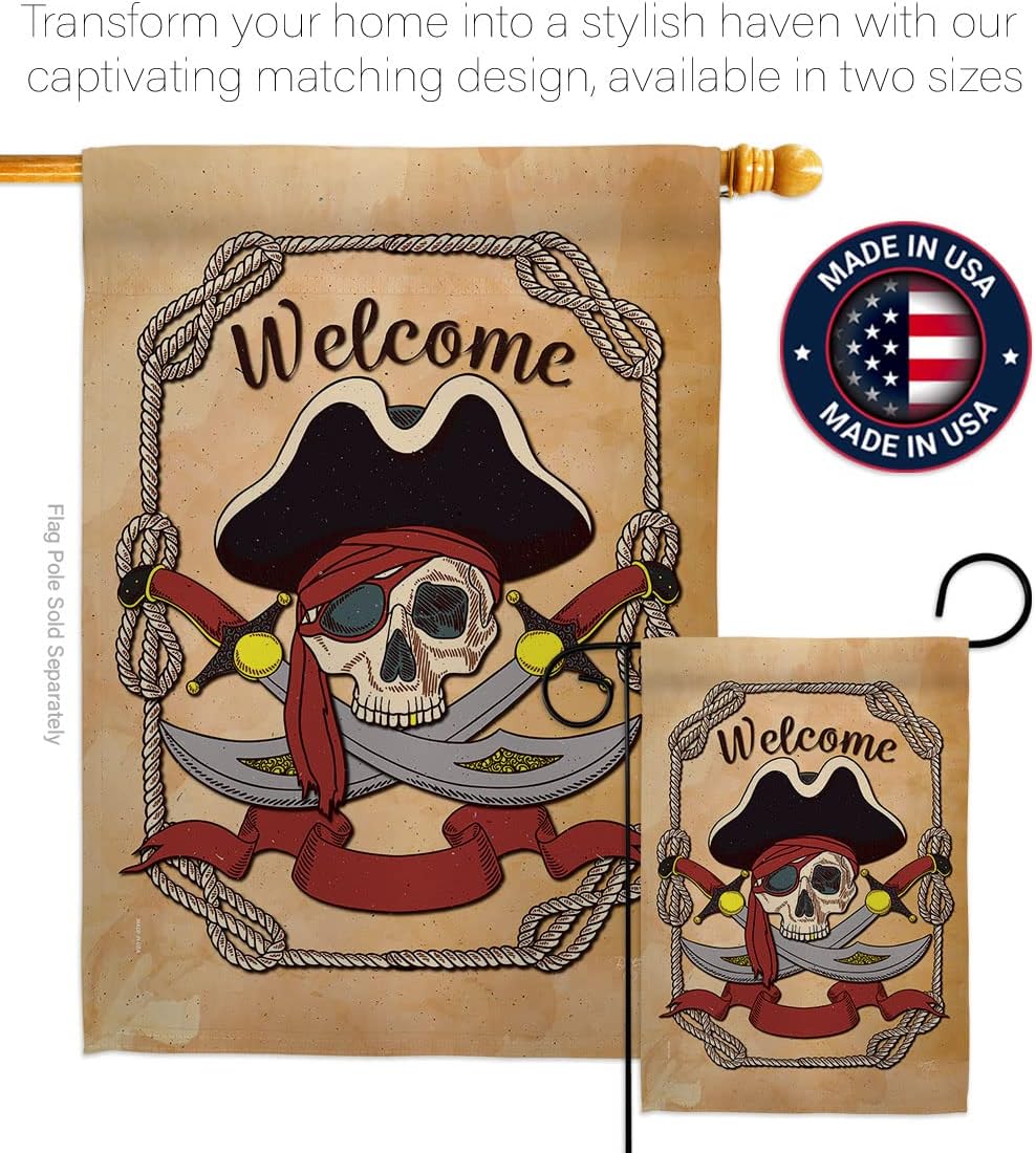 Breeze Decor G157059-BO Ahoy Pirate Coastal Impressions Decorative Vertical 13" x 18.5" Double Sided Garden Flag Printed in USA