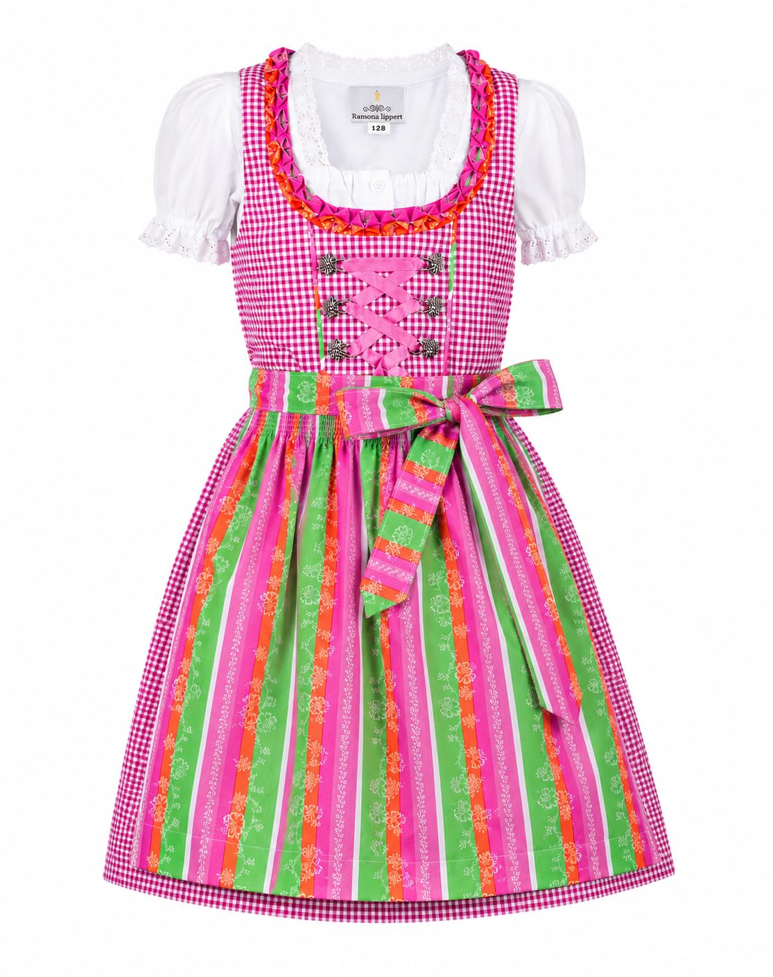 Ramona Lippert Kinderdirndl Lina 3-teilig mit Bluse und Schürze rosa