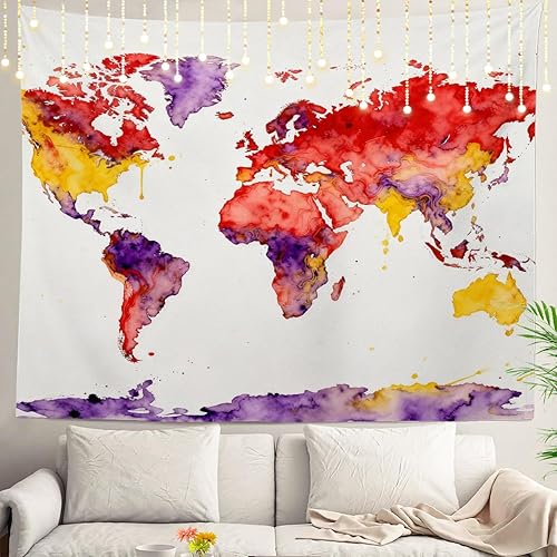 Shrahala Tapiz de pared de acuarela desgastado, elegante pintura para colgar en la pared, tapiz grande decorativo de fibra de poliéster, dobladillo