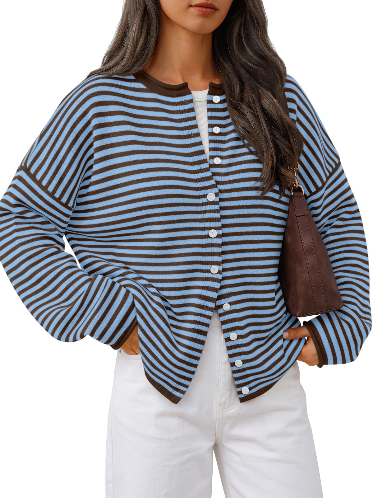 TRENDY QUEEN Striped Oversized Cardigan