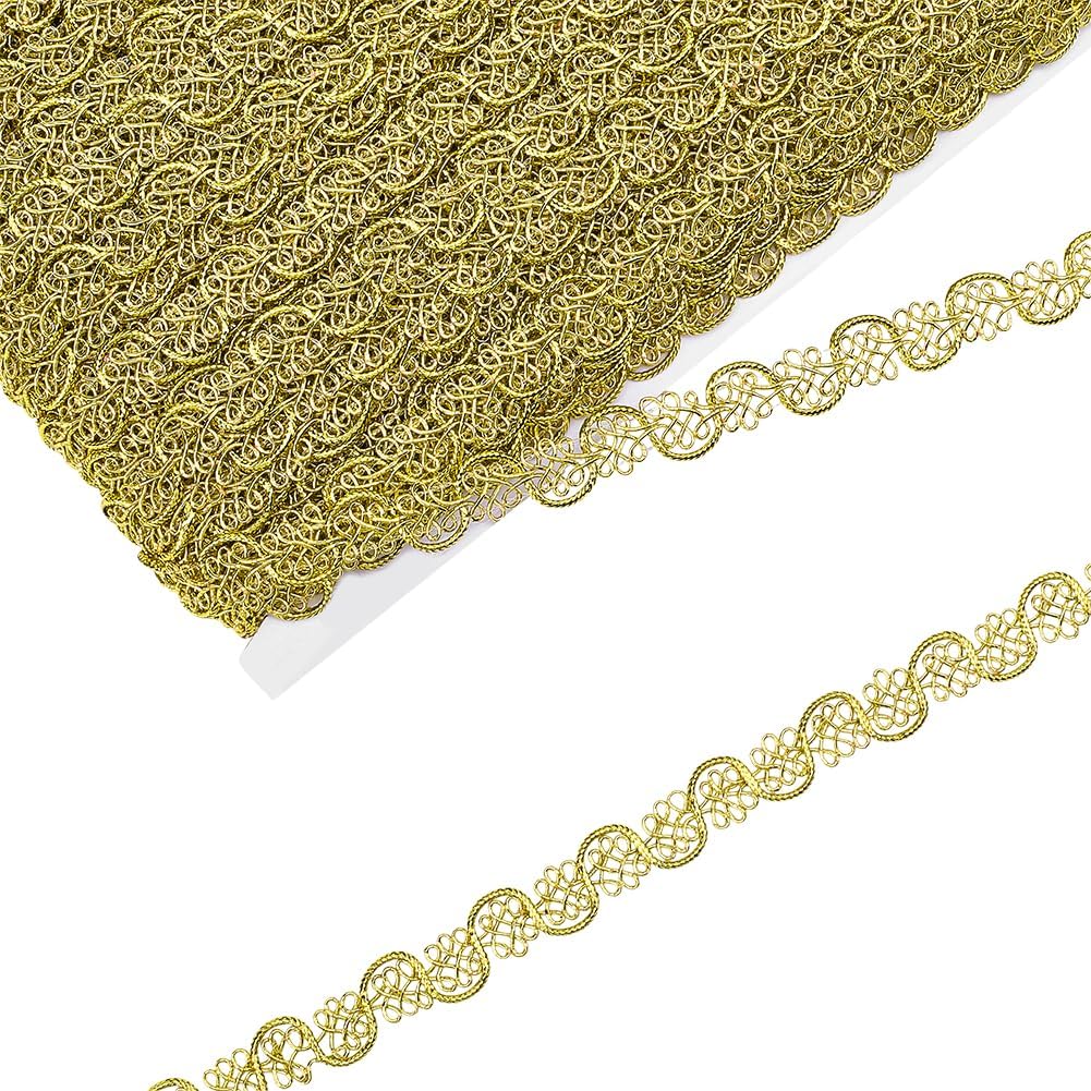 FINGERINSPIRE 50 Yards Braid Lace Trim 1/2 Inch Wide Silver Color Polyester Sewing Trim Decorative Edging Polyester Material for Clothing Edges DIY Fabric Ribbon Home Decor