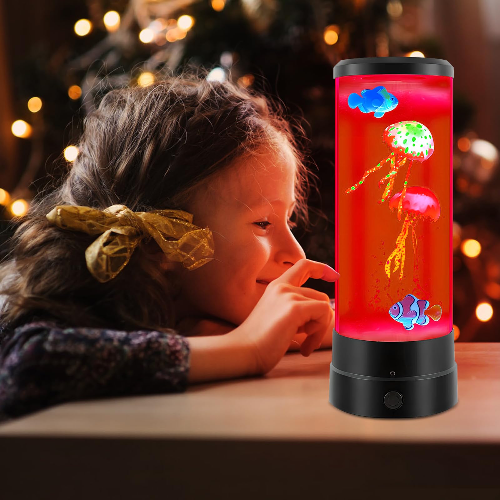 Lampada da lava, a LED, per meduse, 17 colori, rotonda, vera medusa, per acquario, decorazione per la casa, con telecomando, per regali di Natale per bambini