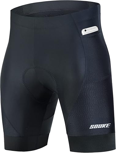 Souke Sports Pantalones cortos acolchados de ciclismo para hombre pantalones cortos de ciclismo cómodos para ciclismo de carretera con bolsillo
