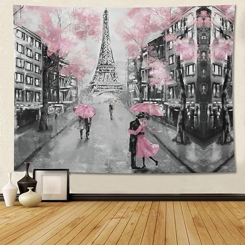 Miniatura 9 de Narikuto Tapiz de la Torre Eiffel, tapiz de París rojo, romántico tapiz de pared de ciudad de Francia, tapiz de pared Pari para decoración de fiesta