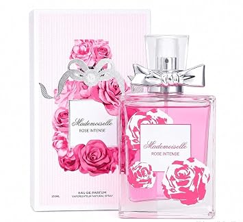 Mademoiselle Rose Intense Eau de Parfum for Women, Damascus Rose Mandarin Peony Jasmine Sandalwood, Romantic Floral Spray, 3.4 Fl Oz / 100 ml