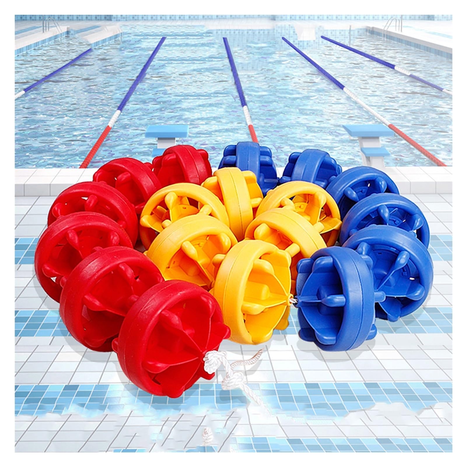 Corda per la corsia della piscina, 1 m, con 8 galleggianti, ideale per allenamenti di nuoto, gare in piscina e competizioni, accessori durevoli e facili da installare