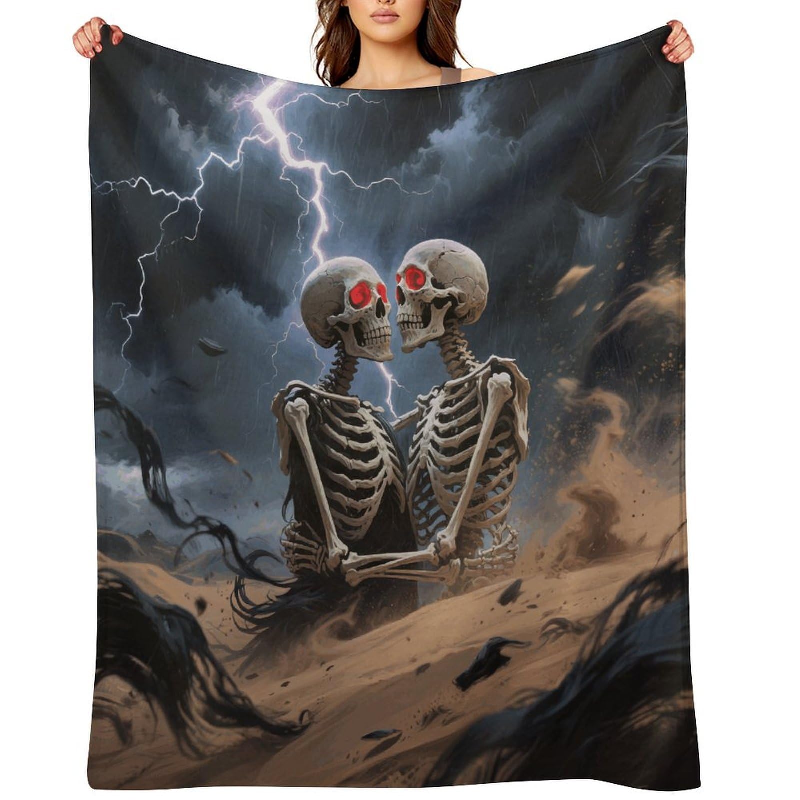 The Lovers Skull Throw Blanket for Couch and Bed Super Soft Warm Lightweight Throw Blankets Cozy Fuzzy Flannel Blanket Personalized Decorative Blankets for Sofa Decor 50"x60"