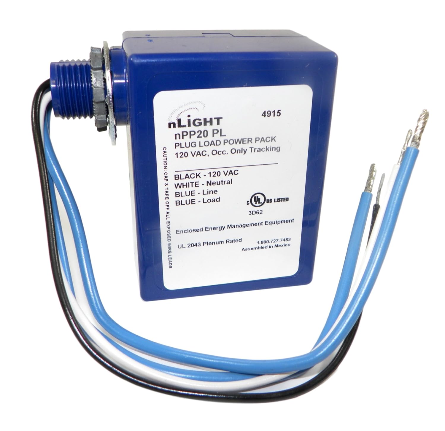 Sensor Switch NPP20PL Nlight Plenum PlugLoad Control Power Pack, 120V