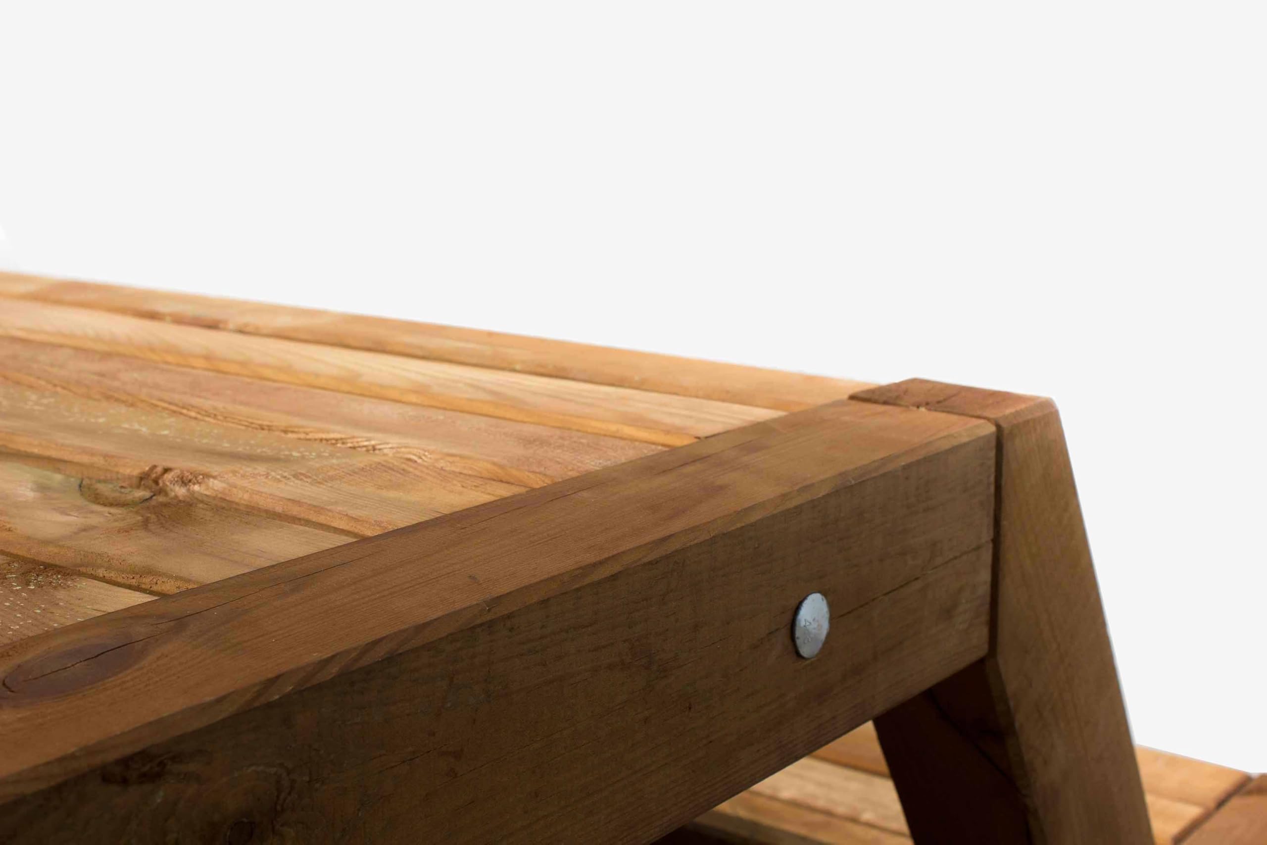 AVANTI TRENDSTORE Leonie - Tavolo da picnic con 2 panche integrate alla struttura e angoli arrotondati, in legno massello. LAP 180x80x157 cm