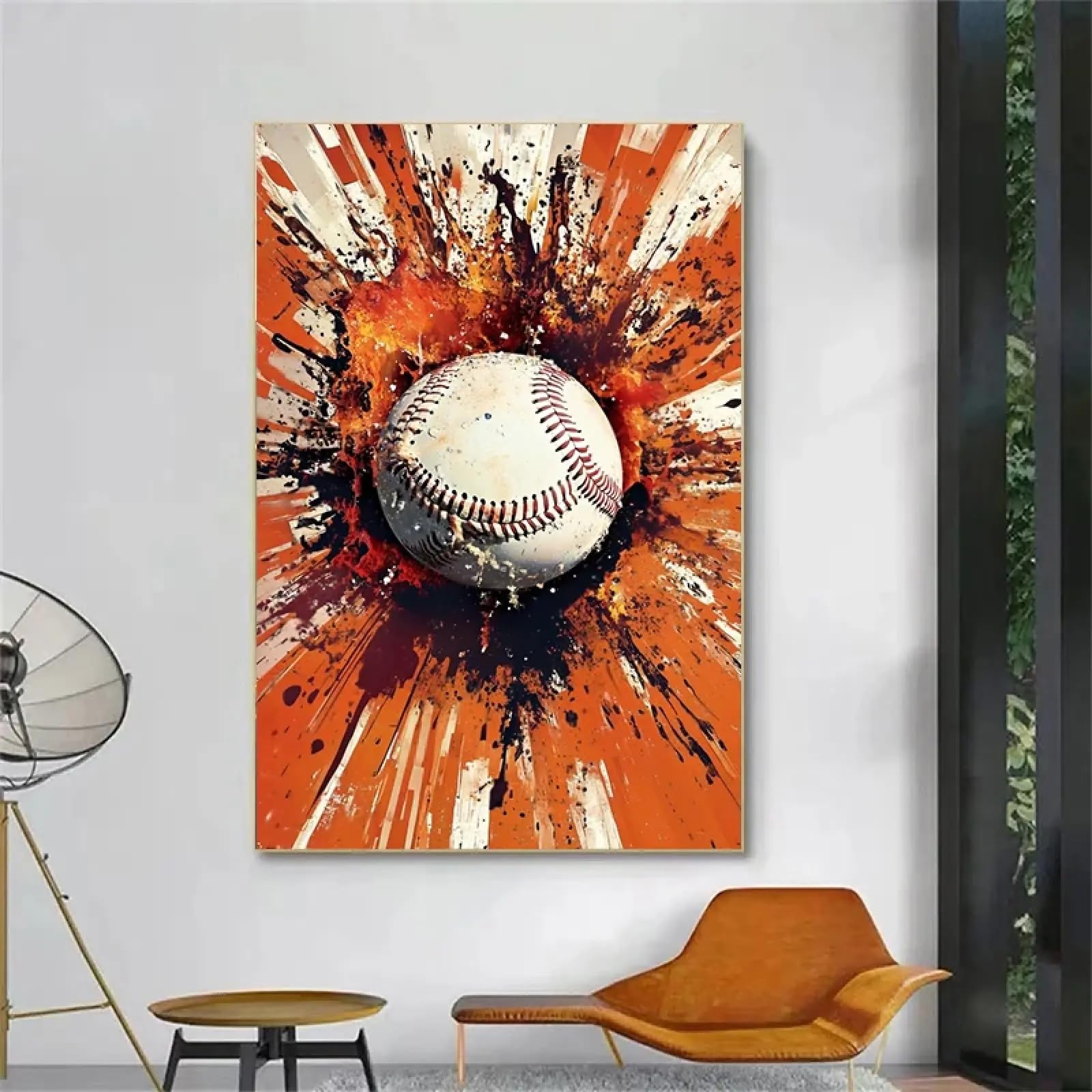 Toile abstraite de baseball 60x80cm pour deco de salon sans cadre