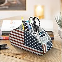 Vista 7 de Fanousy TV Remote Control Holder for Table with 5 Compartments, PU Leather Remote Caddy Remote Storage, Remote Organizer for Nightstand Bedside Desk