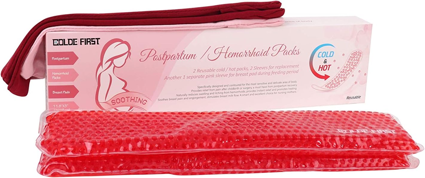 Cold First® Poche De Glace Périnée Réutilisable Pour Soulager La Douleur  Post-Partum Et Hémorroïde, Poche Chaude Ou Froide Avec 3 Manchons Souples  Pour Femme Après La Grossesse - Lot De 2 Packs