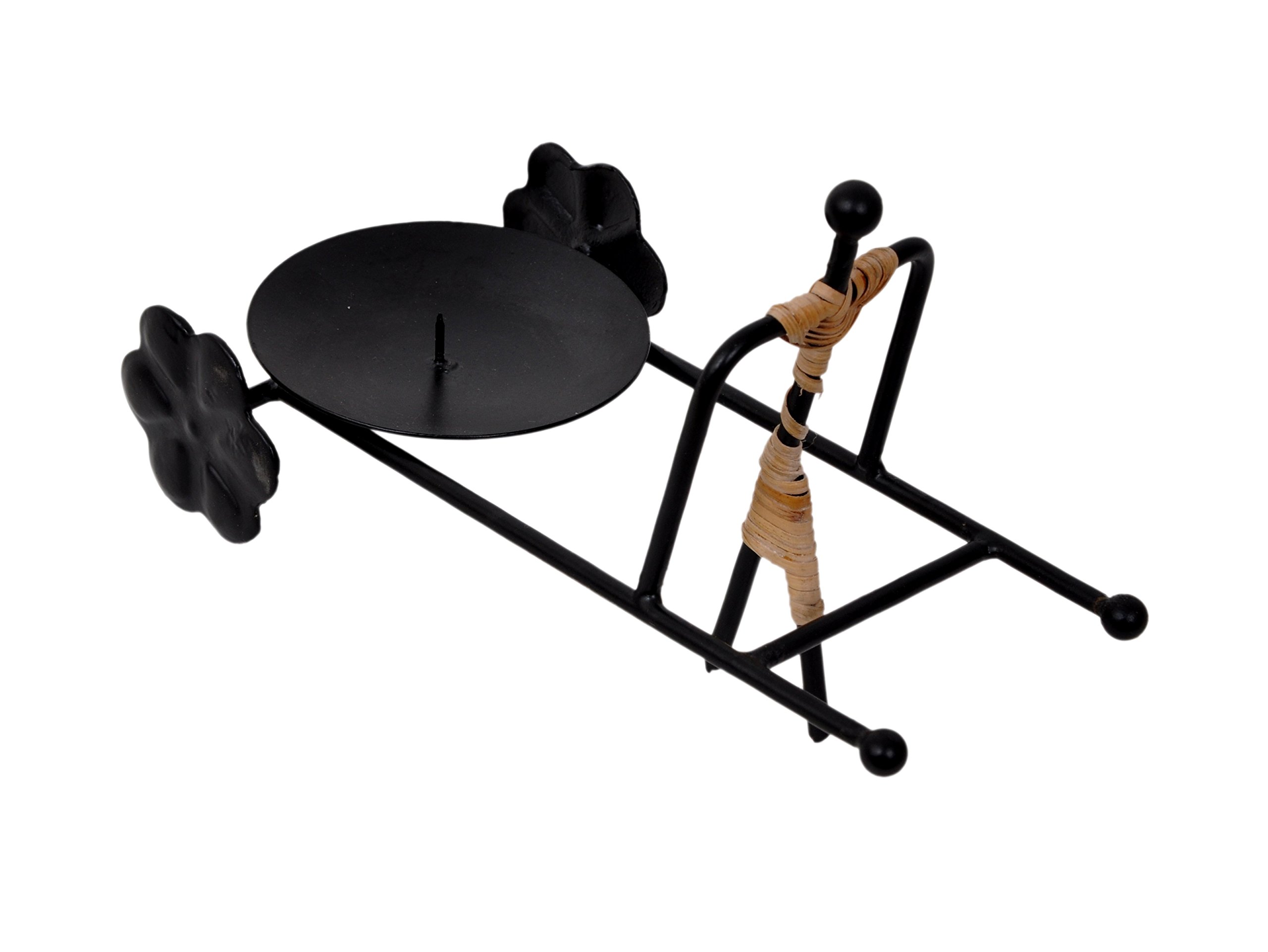 Aesthetic Decors Man Cart Iron 1 - Cup Candle Holder (Black, Pack of 1)