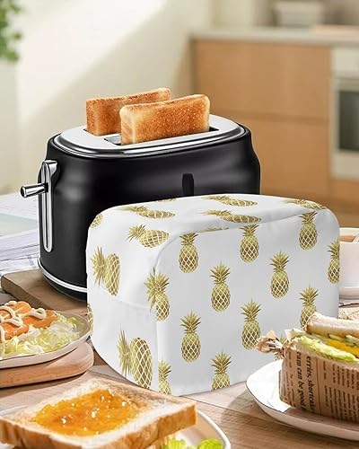 Miniatura 5 de Cubierta para tostadora de 4 rebanadas, cubierta de máquina de pan de piña amarilla para cocina, fundas para electrodomésticos pequeños con