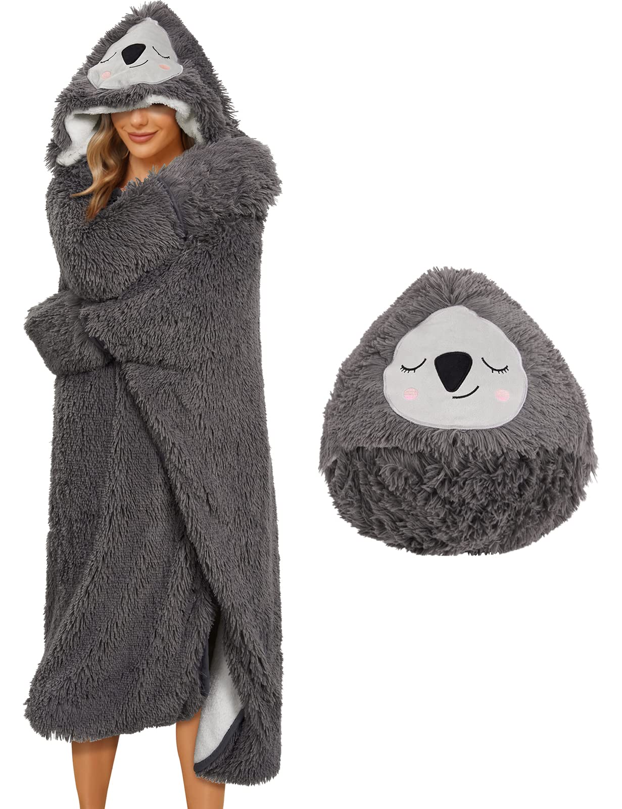 RITOSTA Felpa Coperta Donna Coperta con Maniche Donna Felpa Gigante Coperta con Maniche Pile Coperta Indossabile Coperta Sherpa Cartone Animato con Guanti per Donne Uomini