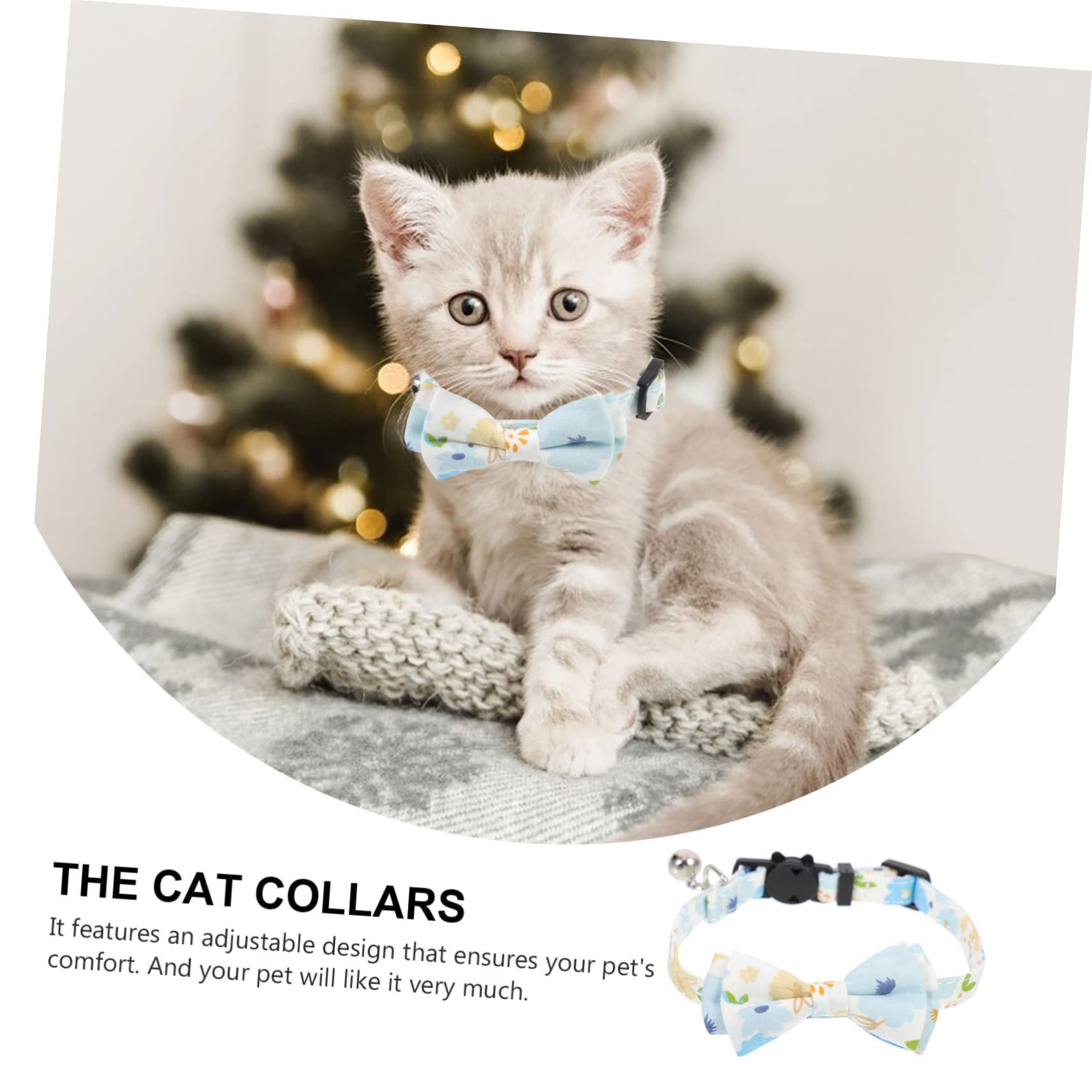 Mipcase 8pièces Collier pour Chat Ajustable De Colliers Décoratifs Floral avec Nœud Et Clochette Accessoire pour Animaux De Compagnie Confortable Et Sécure