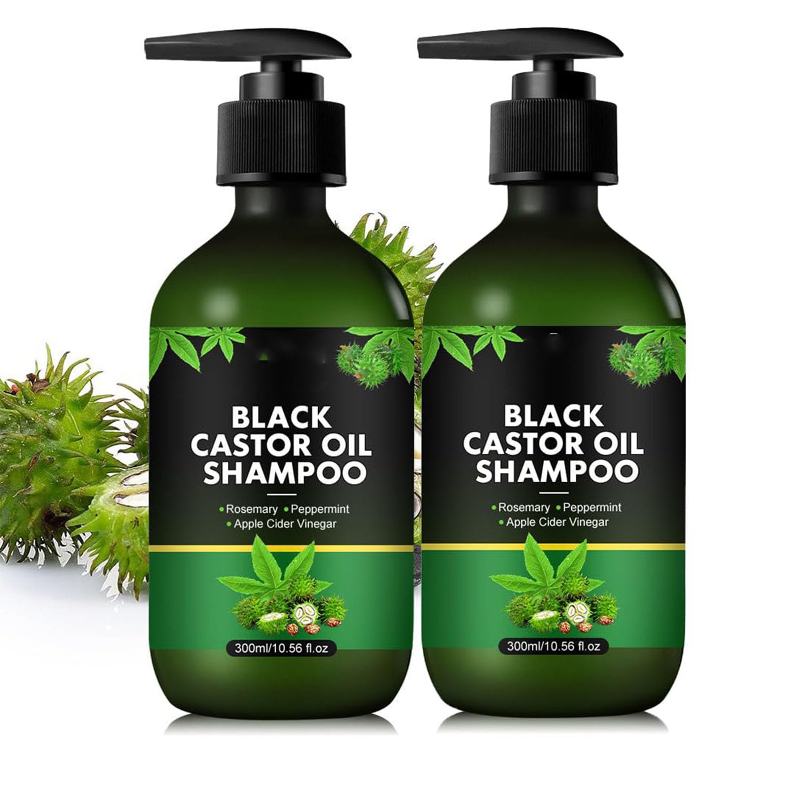 Shampoo all'olio di ricino nero, shampoo levigante per il controllo dell'olio, ripara i capelli secchi e danneggiati, volumizzante per capelli fini, riduce l'effetto crespo (2pcs)