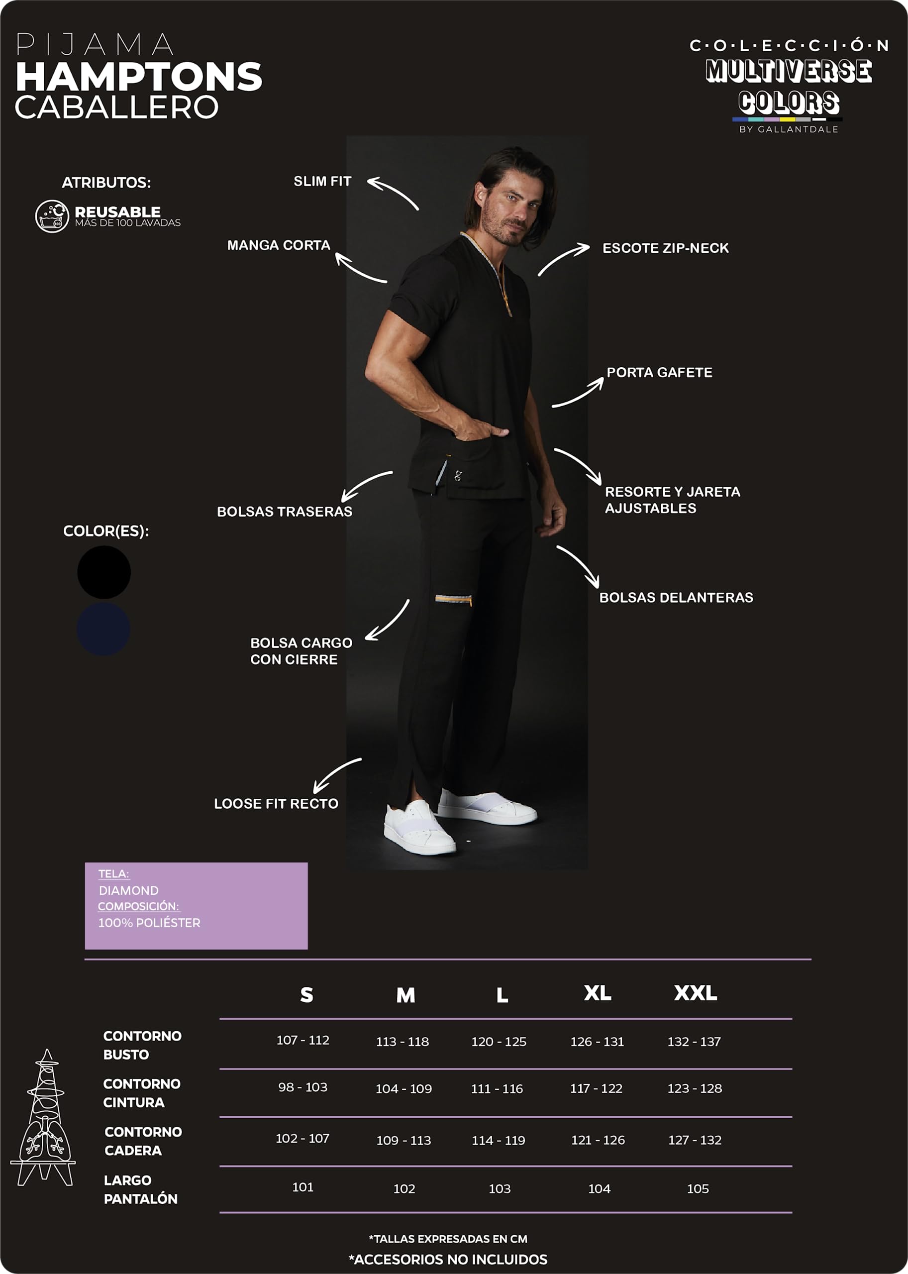 GALLANTDALE Set Sanitario Hamptons Diamond Uomo Resistente Uniforme Pigiama Abbigliamento Da Lavoro Medico Medico Odontoiatria Veterinaria
