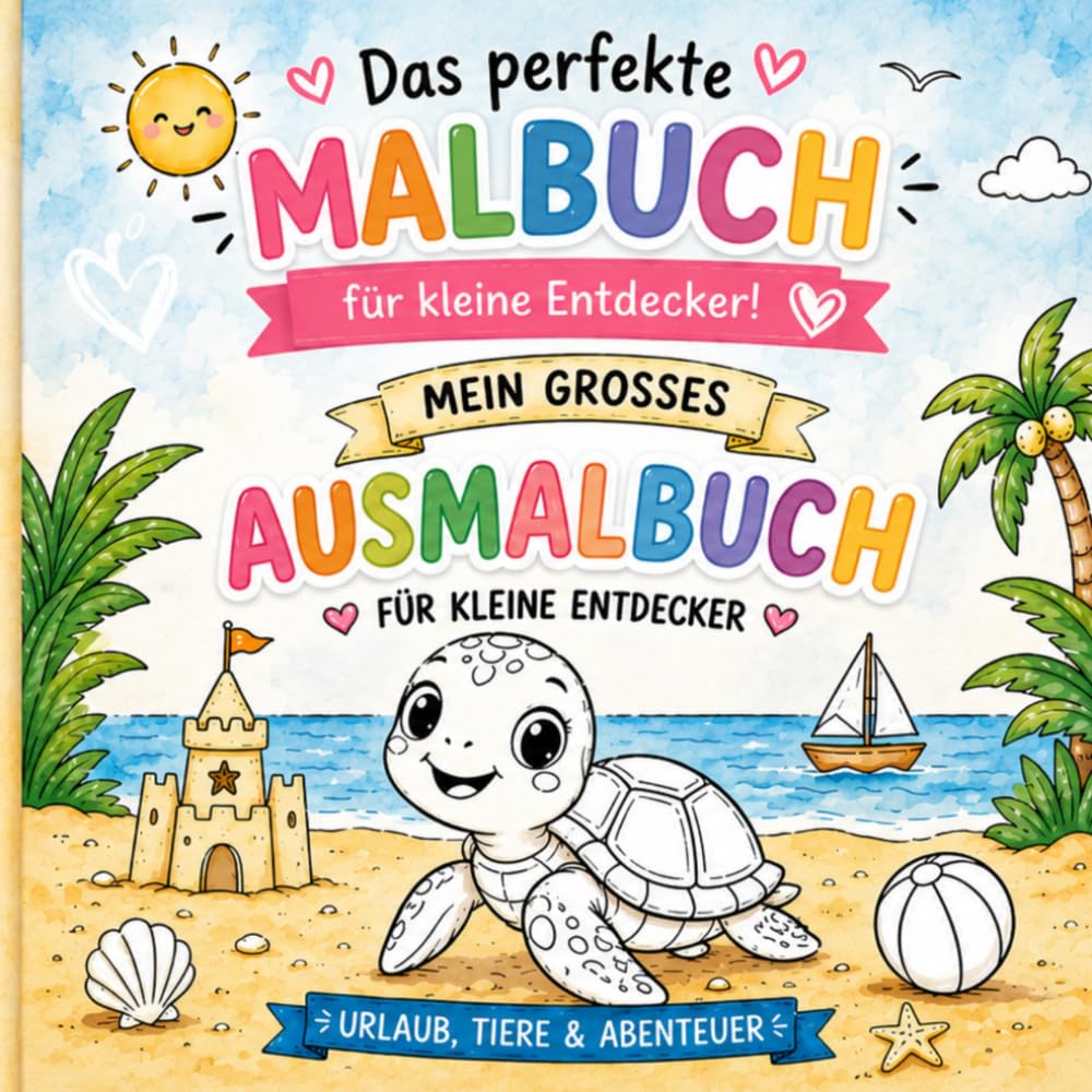 Kunterbunter Malspaß für kleine Entdecker: Liebevolle Ausmalbilder mit Tieren, Urlaub & Fantasie