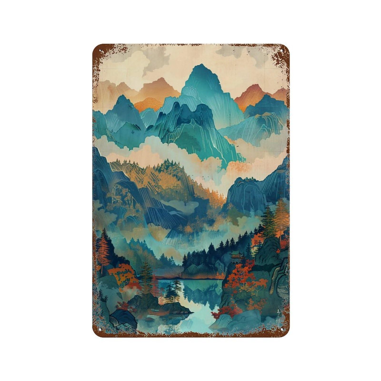 HDURYEYRYY Oriental Autumn Forest 01 Wall Retro Iron Vintage Art Metal Tin Sign Poster Modern Home Cofffee Club Art Bar Shop Decor Style 30x20cm
