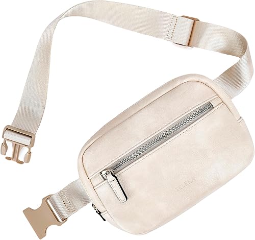 Telena - Riñoneras para mujer, bolsa de cinturón de cuero con bandolera a la moda y correa ajustable, 2-beige, Talla única