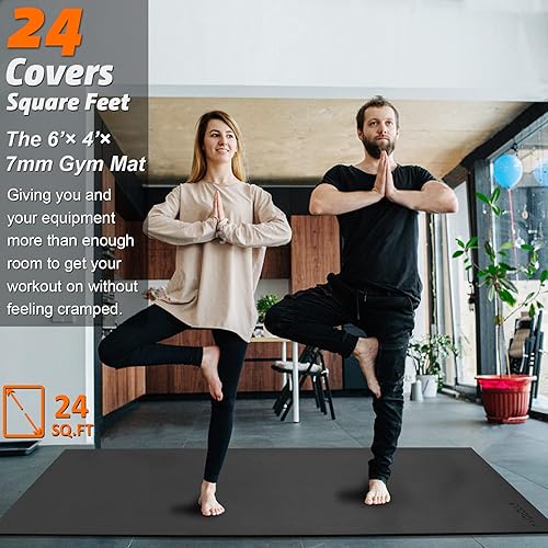 Miniatura 8 de Tapete de ejercicio grande de 0236 x 0157 x 0276in para gimnasio en casa gimnasio gimnasio tapete de entrenamiento de goma tapete de yoga grande