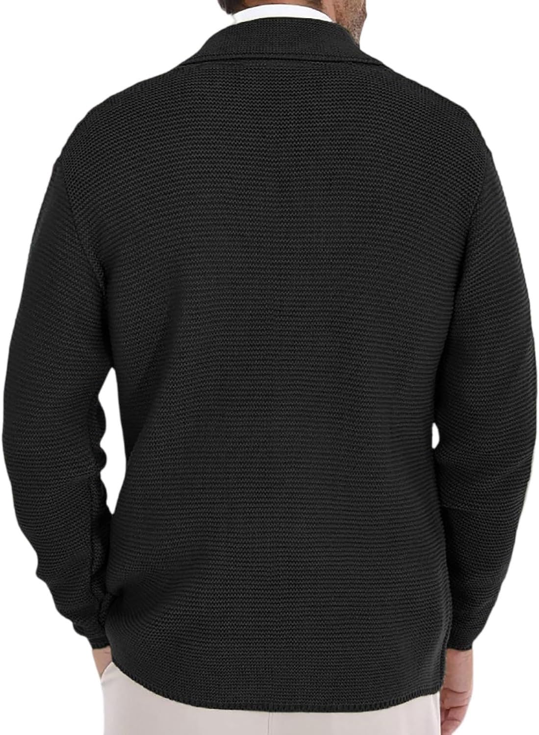 ADHOWBEW Men's Cardigan Sweaters Long Sleeve Casual Fashion Big and Tall Cable Knit Stand Collar Warm Sweaters