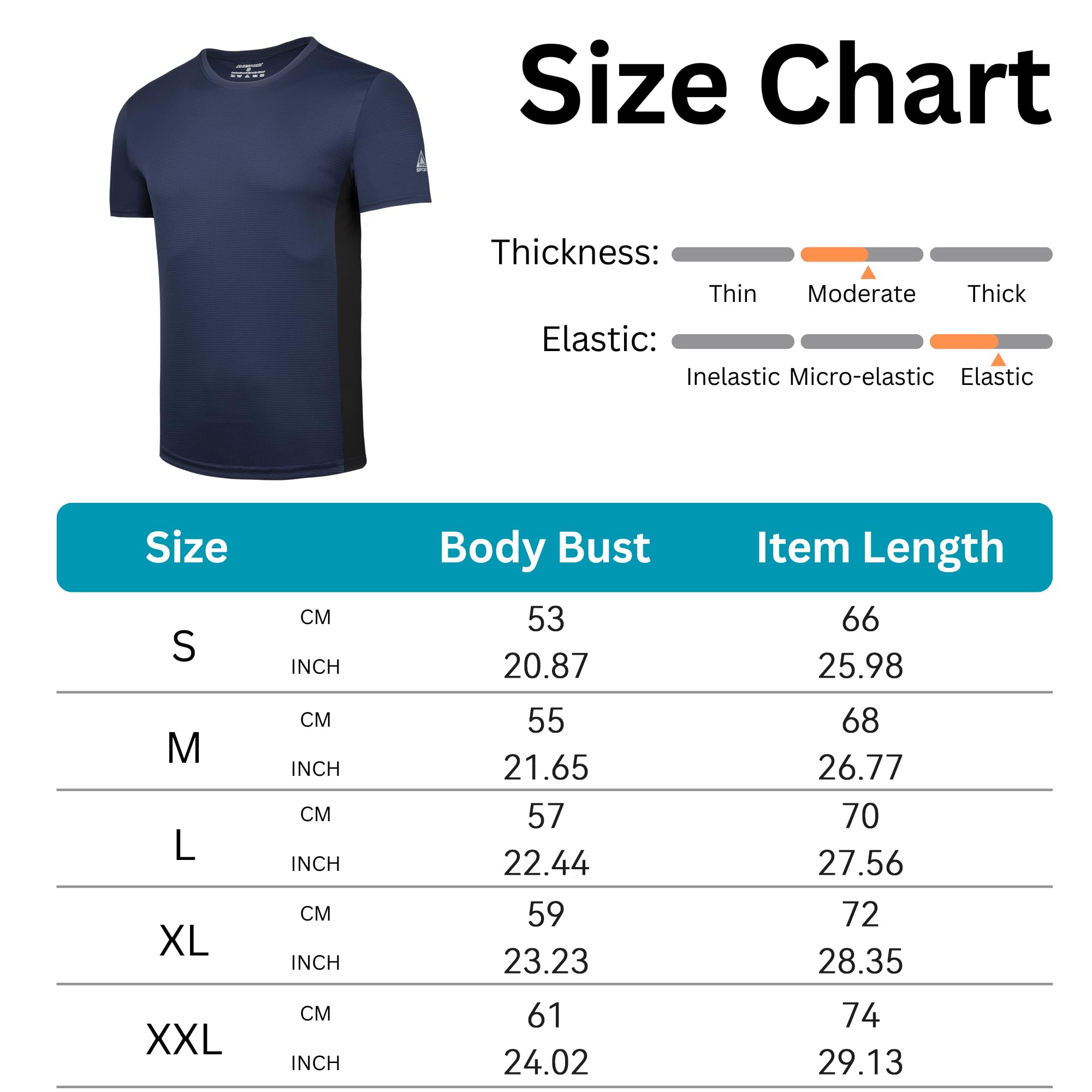 Lot de 1, 3 ou 5 T-Shirt de Sport Homme à Manches Courtes Respirant et à Séchage Rapide pour Course, Entraînement, Fitness