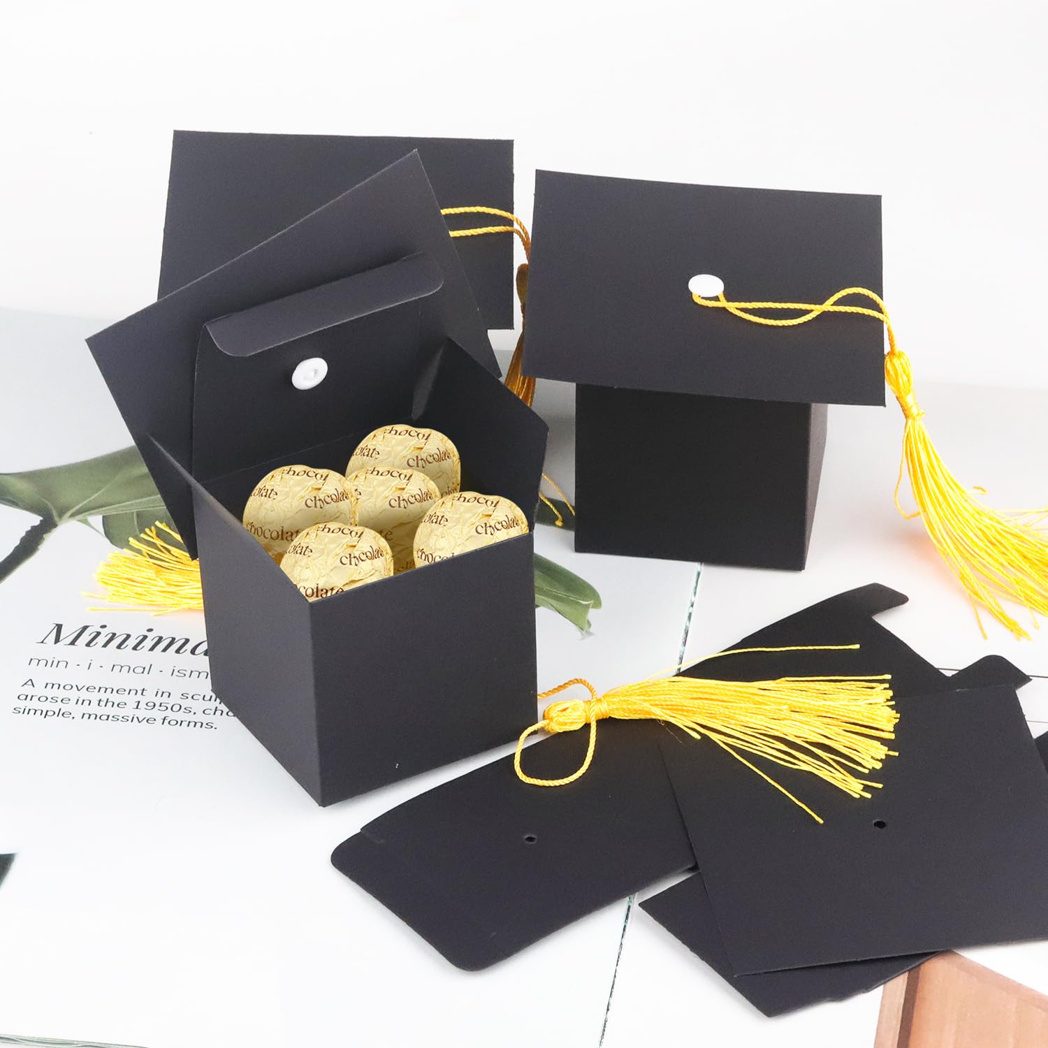 24 Geschenkboxen In Roségold Für Abschlussfeiern – Süßigkeitenbox Mit 'Congrats Grad' Aufdruck