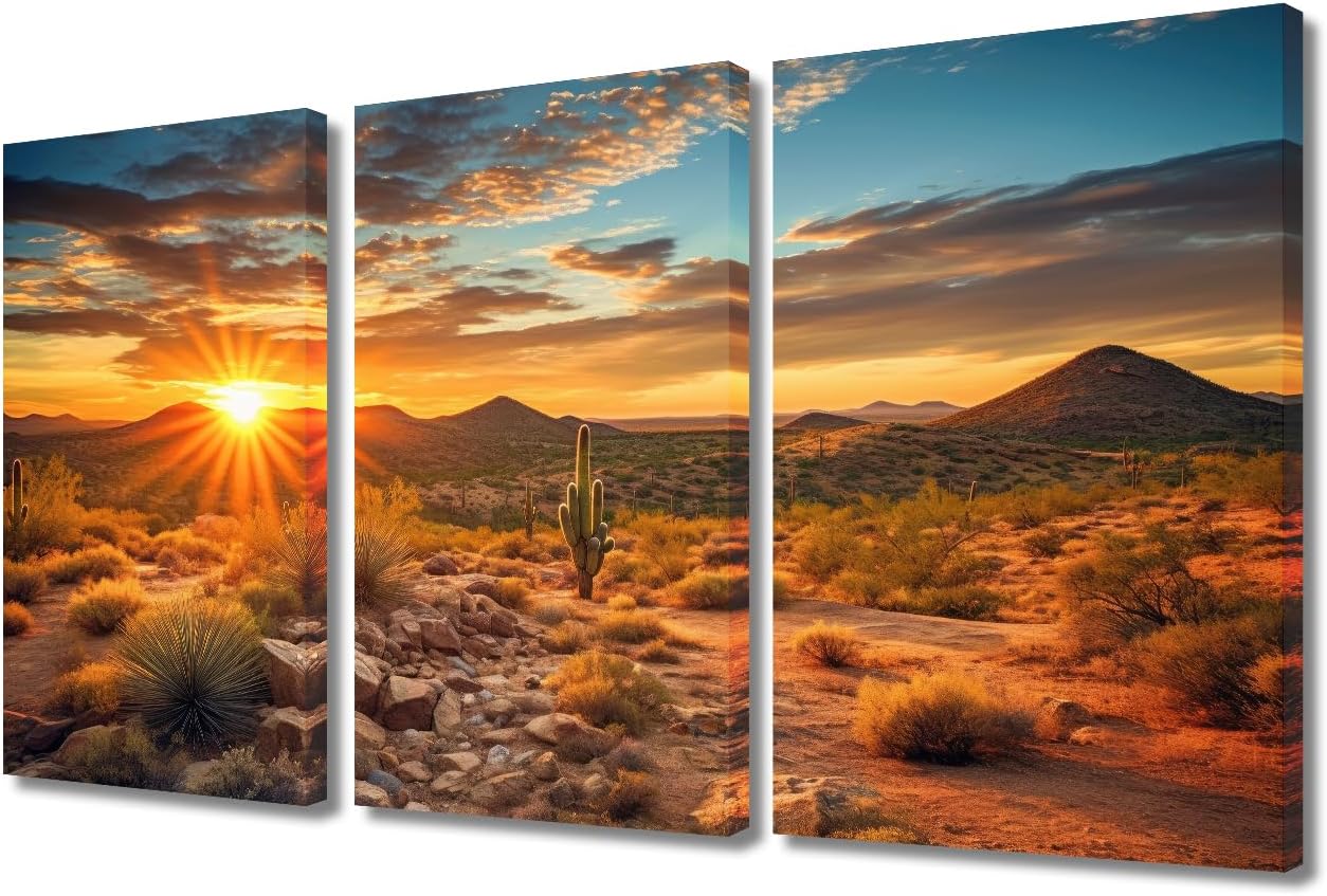 Amazon.com: TUMOVO Desert Cactus Canvas Artwork Wall Decor Living Room ...