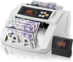 FOHERE Money Counter Machine, Professional Bill Counter with UV/MG/IR/DD Counterfeit Detection, 1100 Banknotes/Minute, LCD Display, Value & Batch Cash Counting Modes for Shops, Banks and Restaurants