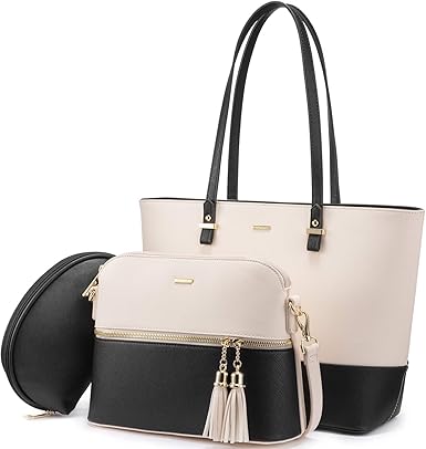 Amazon バッグ レディーストートバッグ ショルダーバッグ ハンドバッグ 通勤バッグ 鞄女性用 3点セット底鋲 A4 ビジネス 入学式 誕生日プレゼント ベージュ ハンドバッグ