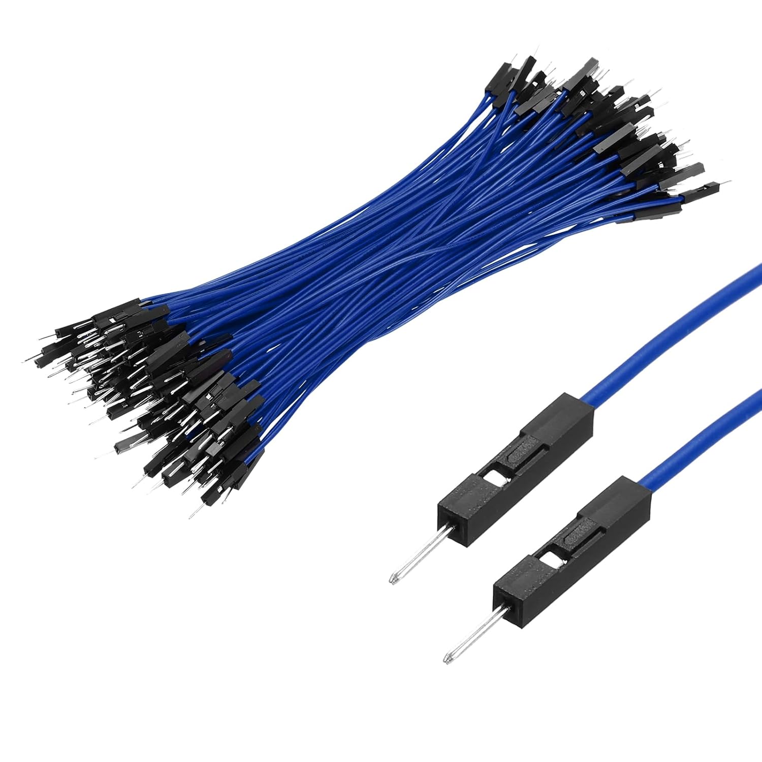 MECCANIXITY Male to Male 1Pin Breadboard Jumper Wire 2.54mm Pitch Ribbon Cable 15cm Long Electronics Breadboard Ribbon Cables for Breadboard Electronic Projects Pack of 100,Blue