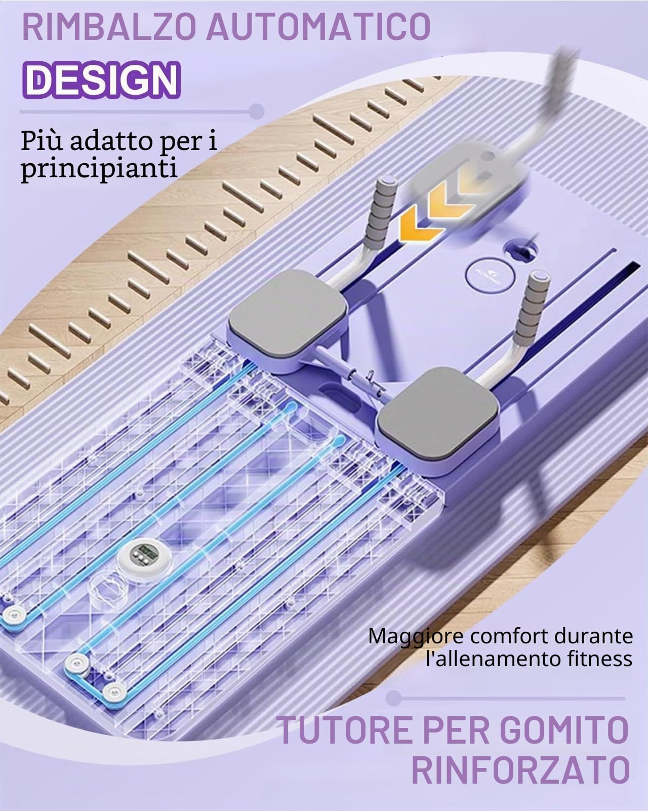 Pilates Reformer Board Set Ruota Addominali Rimbalzo Automatico Pieghevole Rullo Addominale Roller Wheel Attrezzi Palestra Casa con Elastici Fitness