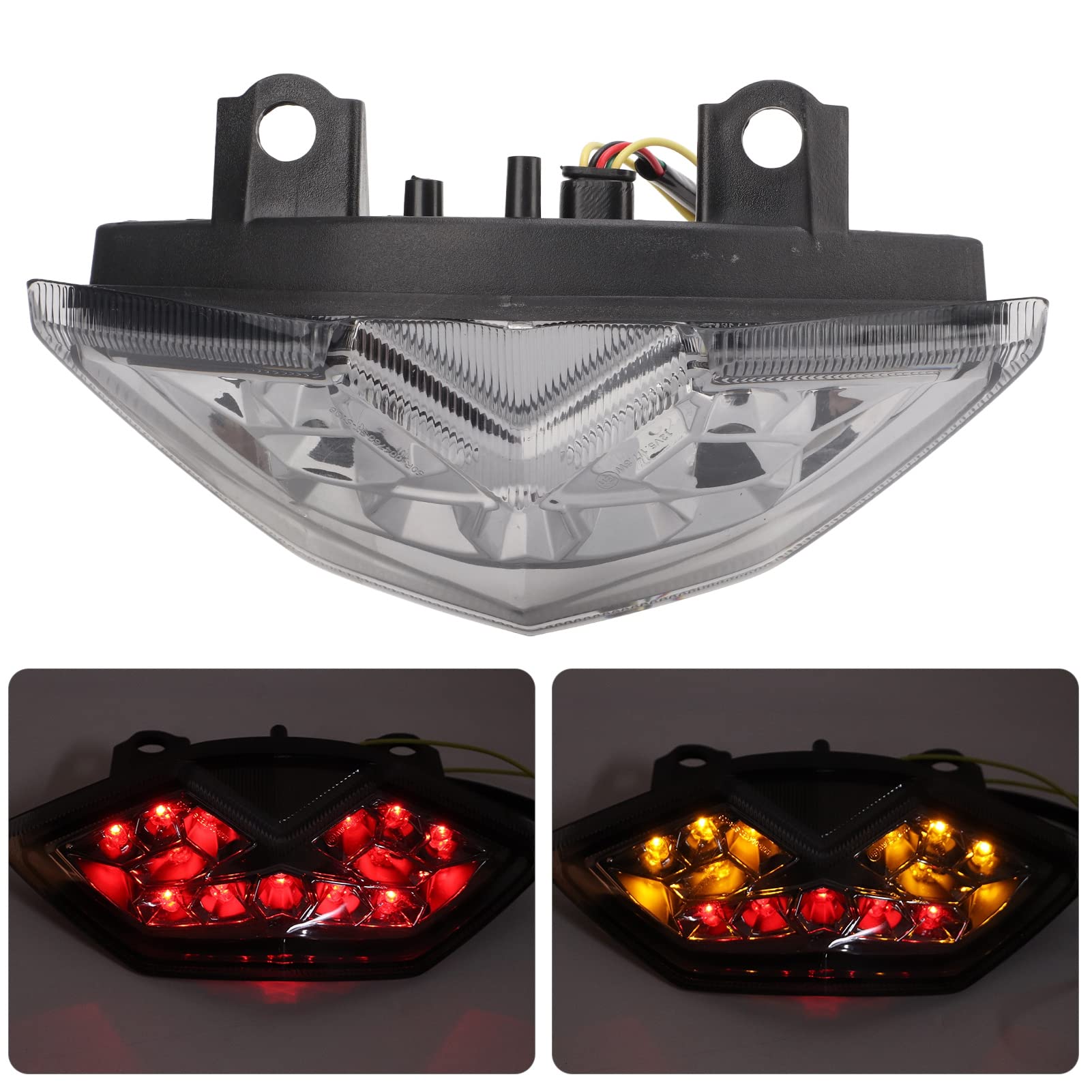 Remplacement de Feu Arrière de Moto pour Z1000 2010-2013, Feu Arrière de Frein de Direction, Boîtier ABS et Accessoires de Moto À Lentille Pmma, Feu Arrière Étanche (Transparent