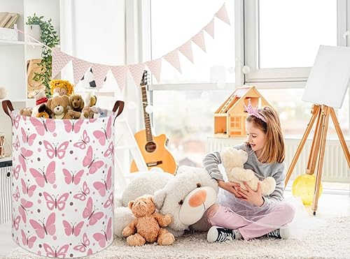 Miniatura 5 de HIYAGON Cestas para lavandería rosas para niñas, cesta de bebé para la guardería, linda cesta organizadora de juguetes para niñas, decoración de